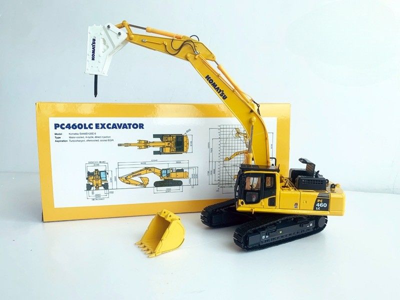 Komatsu PC460LC-8 1/50 Model koparki ze stopem gumowym z hydraulicznym rozbijalnikiem