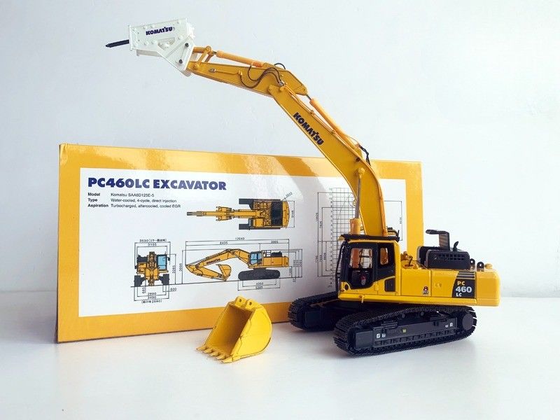 Komatsu PC460LC-8 1/50 Model koparki ze stopem gumowym z hydraulicznym rozbijalnikiem