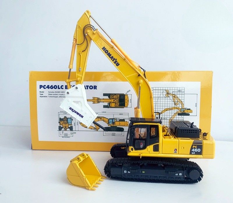 Komatsu PC460LC-8 1/50 Model koparki ze stopem gumowym z hydraulicznym rozbijalnikiem