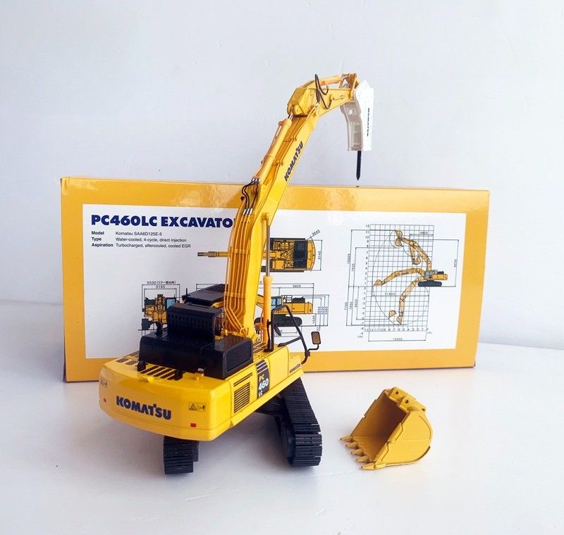 Komatsu PC460LC-8 1/50 Model koparki ze stopem gumowym z hydraulicznym rozbijalnikiem