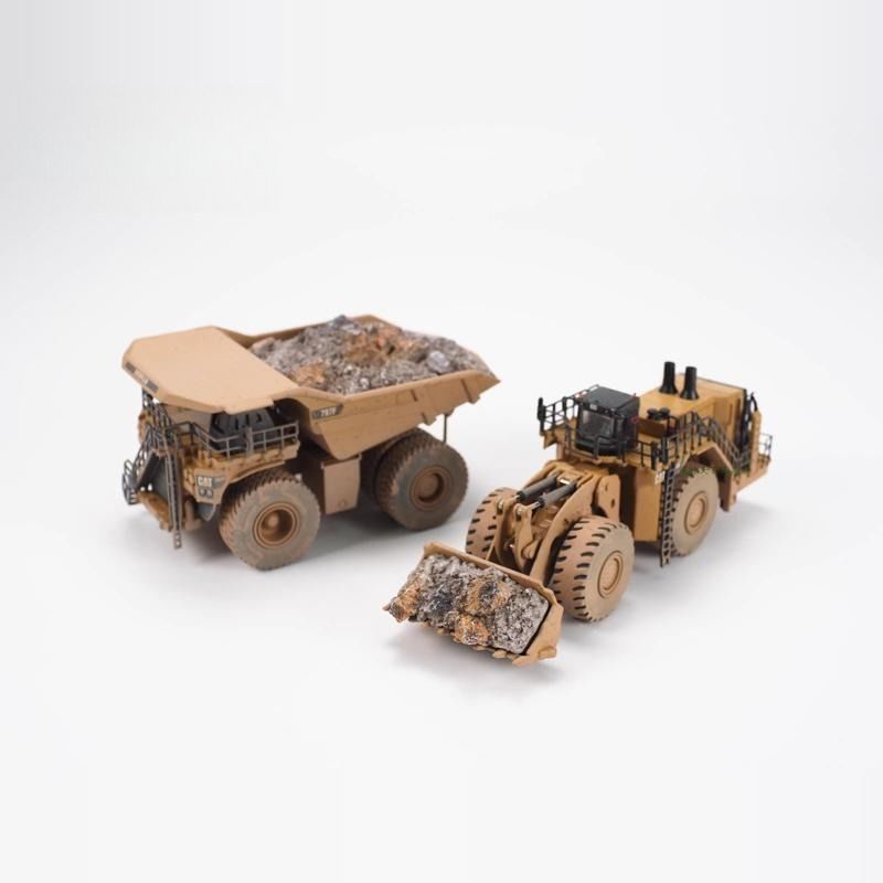 Diecast Masters 1/125 Scale Wheel Loader & Mining Dump Truck Modelowy zestaw błotnista scena 85762