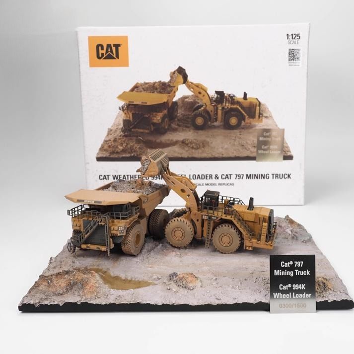 Diecast Masters 1/125 Scale Wheel Loader & Mining Dump Truck Modelowy zestaw błotnista scena 85762